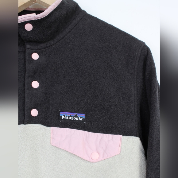 Patagonia Snap-T Synchilla fleece pullover sweater in dark brown and beige, L - Picture 7 of 8